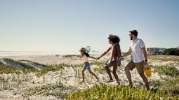 family on beach